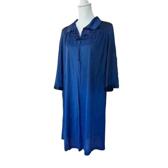 Vanity Fair Other - VANITY FAIR VINTAGE blue sheer button up pajama gown size medium